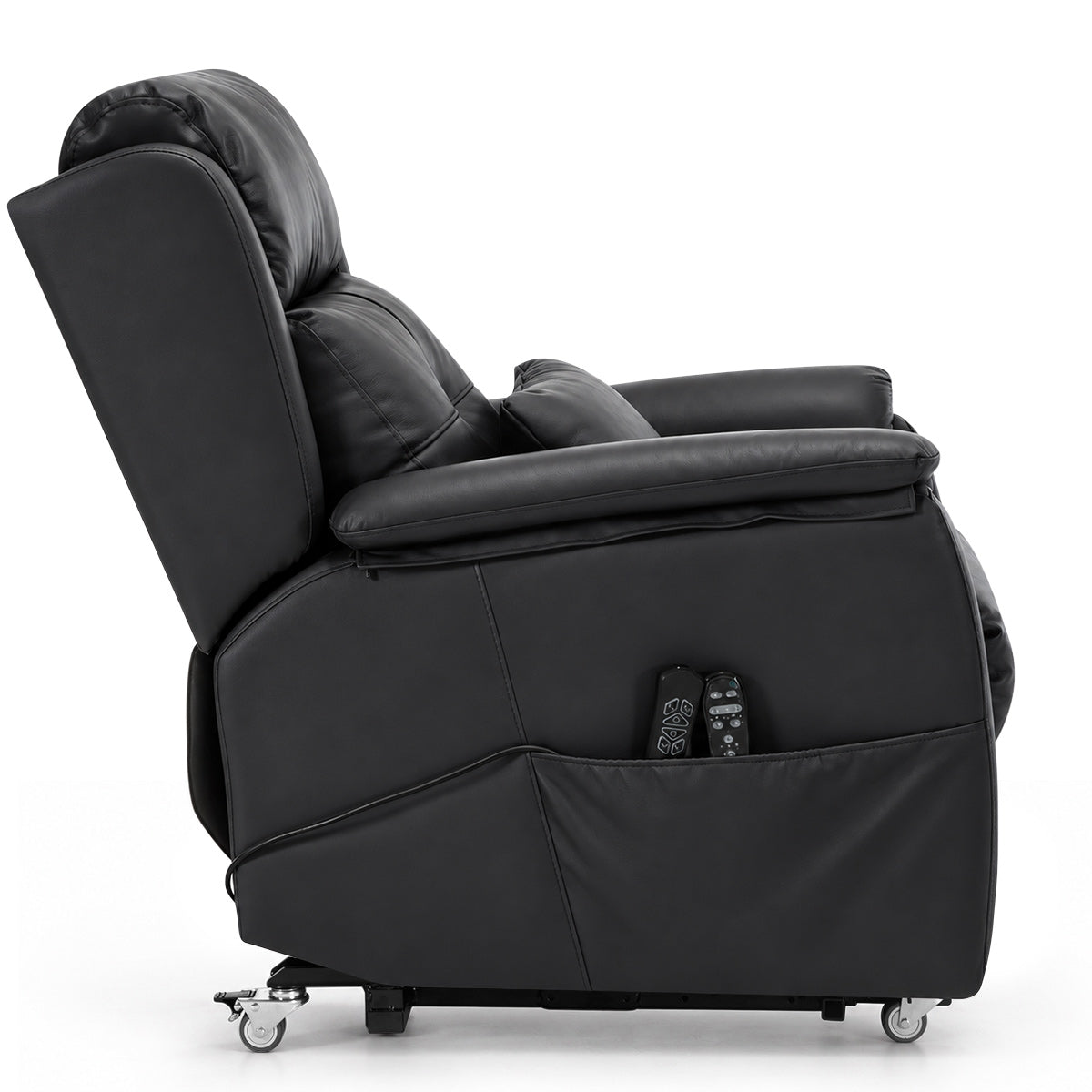 Mayfair Black Real Leather Faced Triple Motor Riser Recliner Chair with Heat & Massage