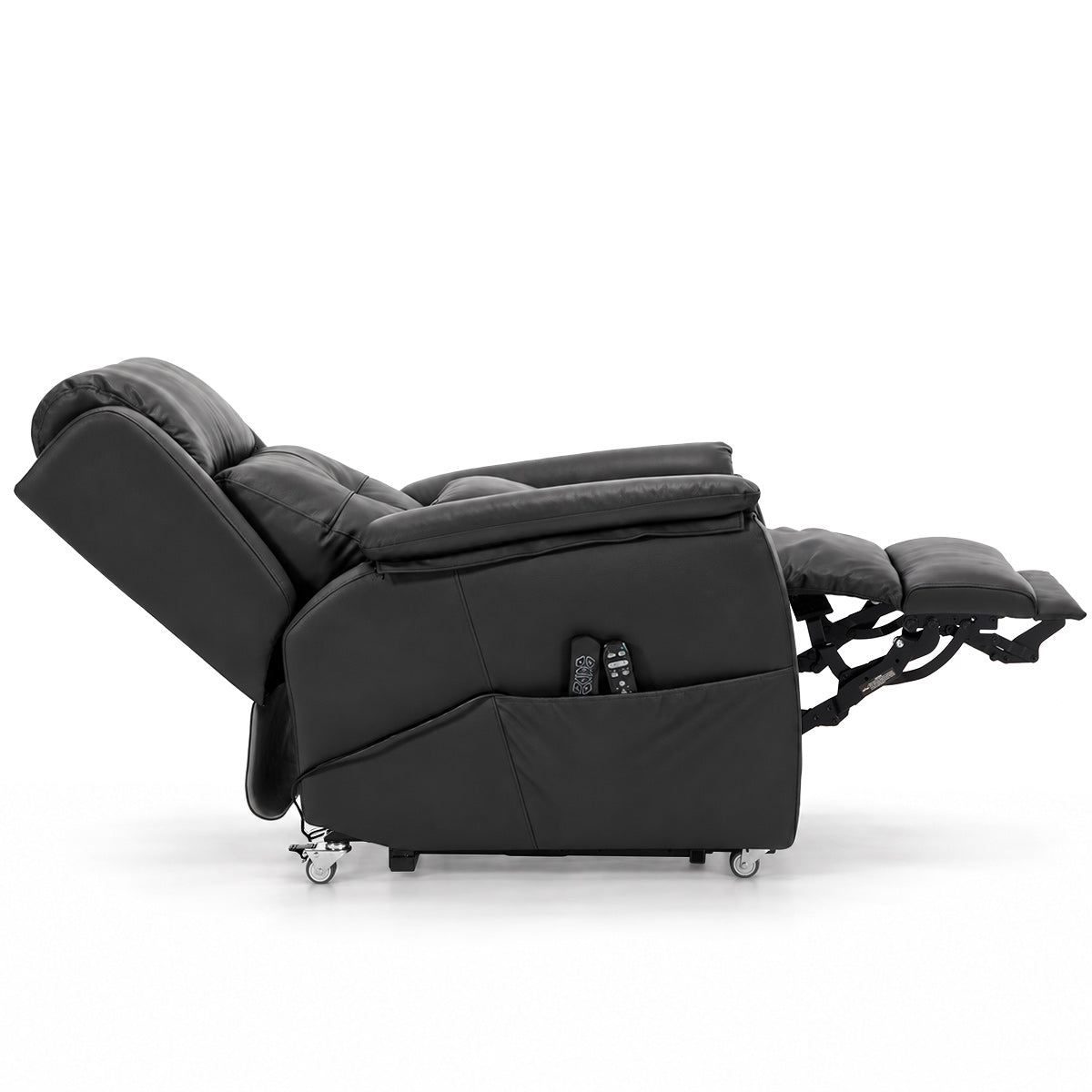 Mayfair Black Real Leather Faced Triple Motor Riser Recliner Chair with Heat & Massage