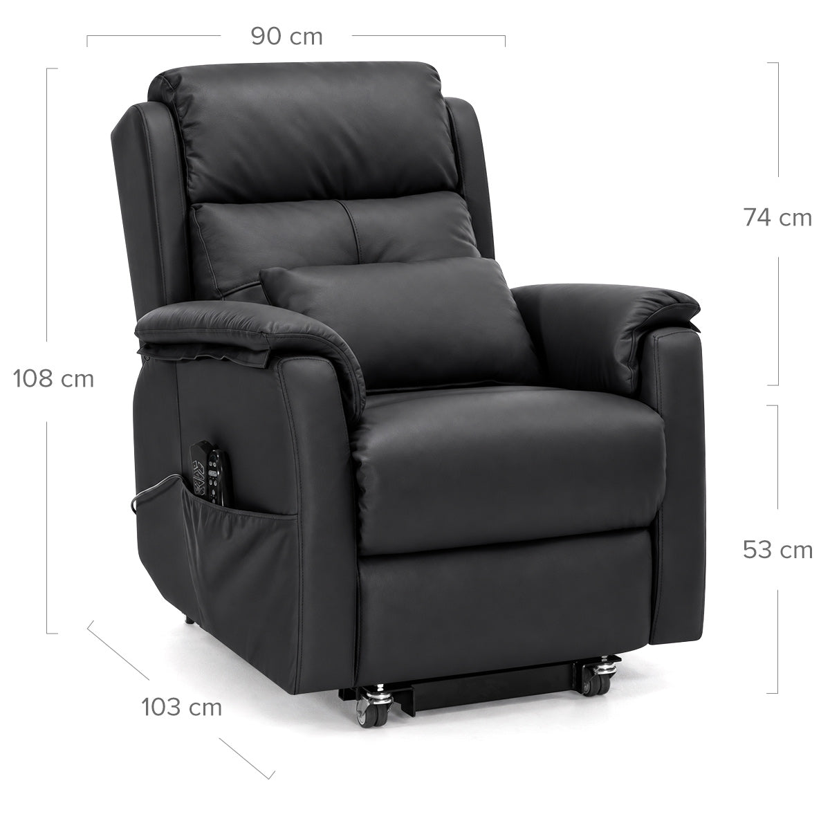 Mayfair Black Real Leather Faced Triple Motor Riser Recliner Chair with Heat & Massage