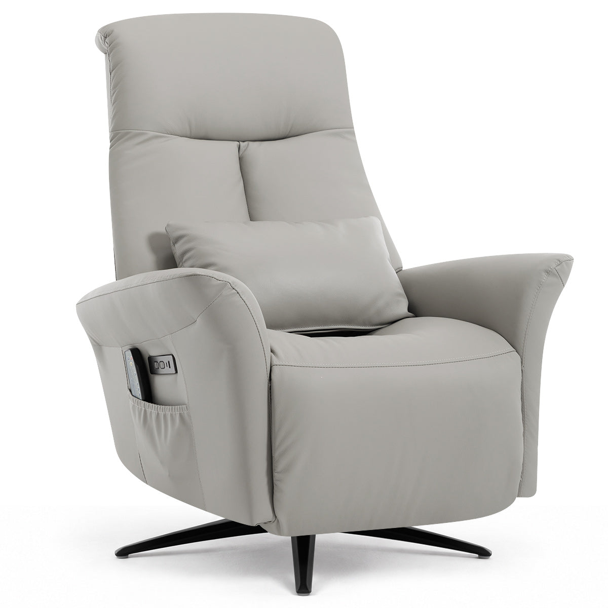 Radley Grey Real Leather Faced Pocket Sprung Swivel Recliner Chair with Heat & Massage