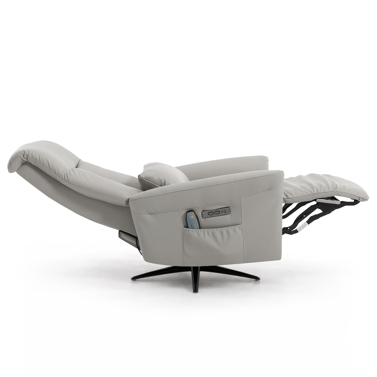 Radley Grey Real Leather Faced Pocket Sprung Swivel Recliner Chair with Heat & Massage
