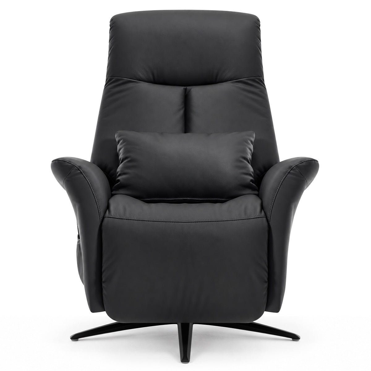 Radley Black Real Leather Faced Pocket Sprung Swivel Recliner Chair with Heat & Massage