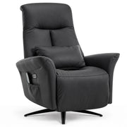 Radley Black Real Leather Faced Pocket Sprung Swivel Recliner Chair with Heat & Massage