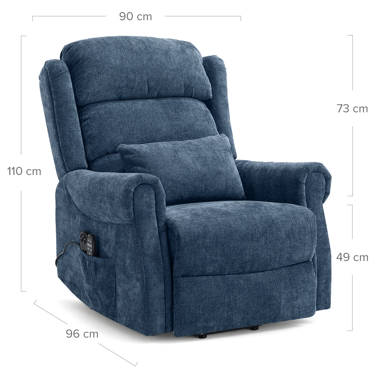 Marlow Riser Recliner Massage Chair Blue Fabric