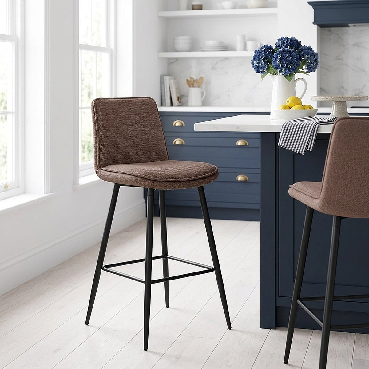Abi Bar Stool Brown Fabric