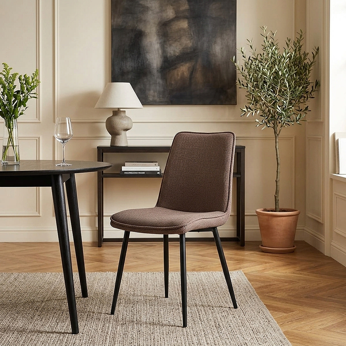 Abi Dining Chair Brown Fabric