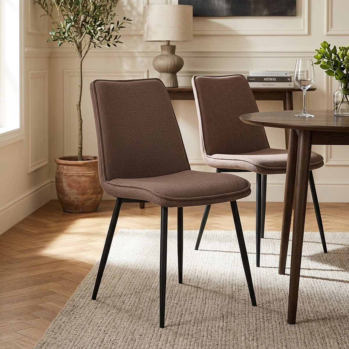 Abi Dining Chair Brown Fabric