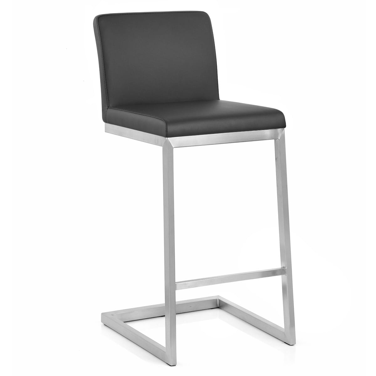 Ace Brushed Steel Stool Black