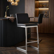 Ace Brushed Steel Stool Black