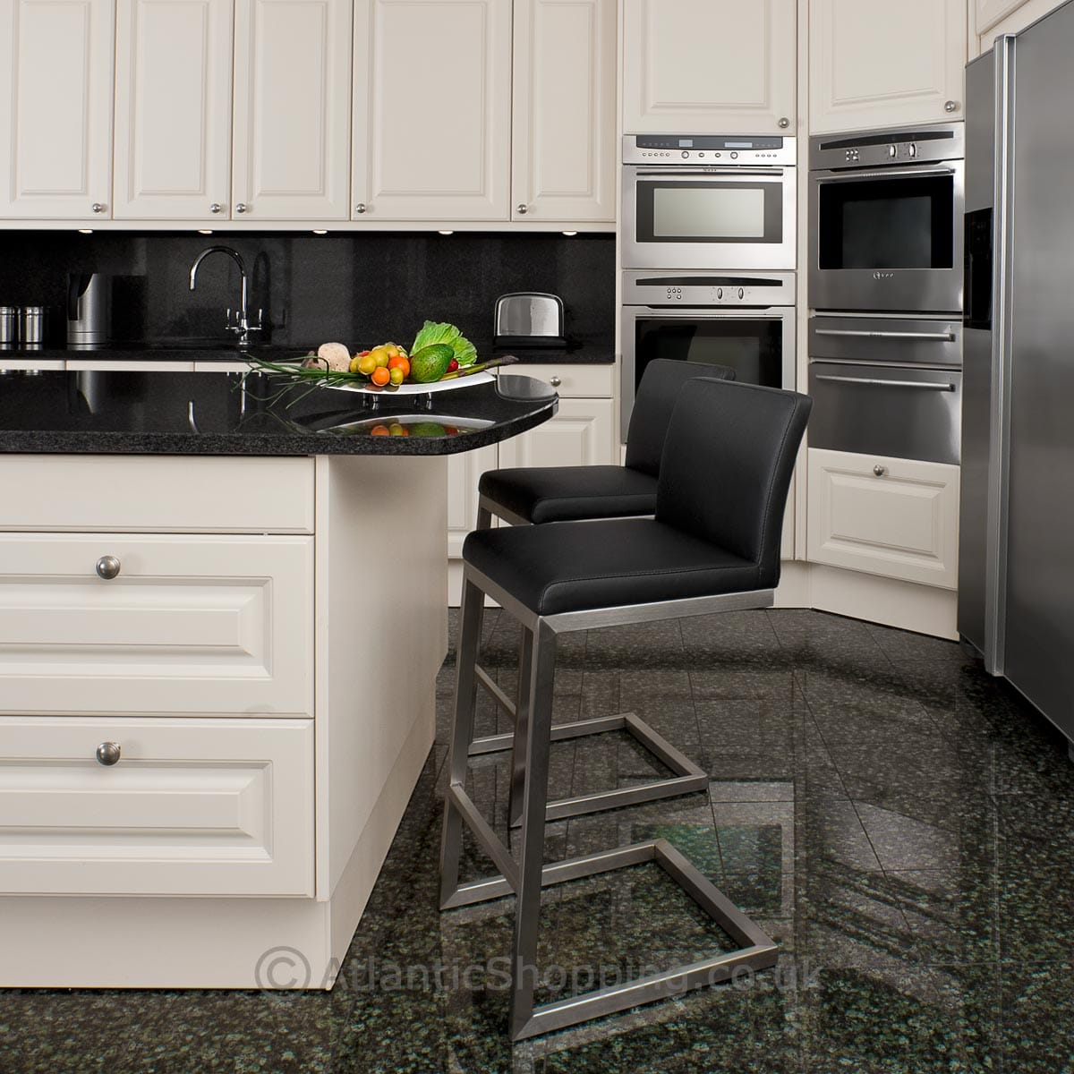 Ace Brushed Steel Stool Black