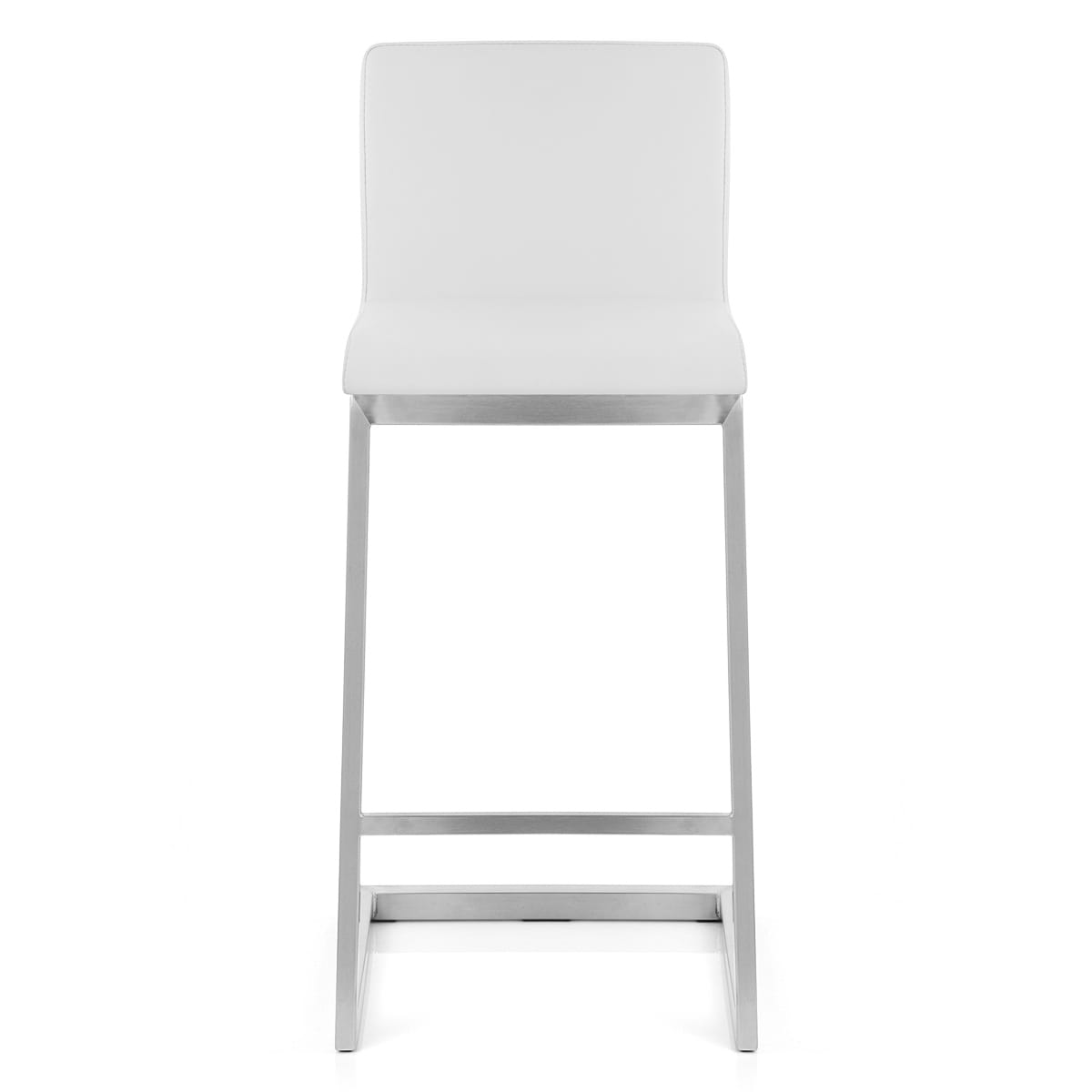 Ace Brushed Steel Stool White