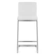 Ace Brushed Steel Stool White