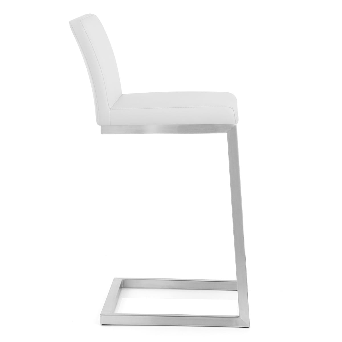 Ace Brushed Steel Stool White