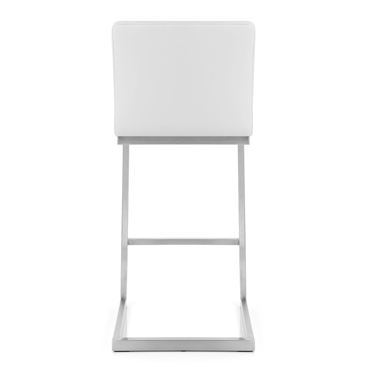 Ace Brushed Steel Stool White