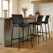 Addison Real Leather Stool Black