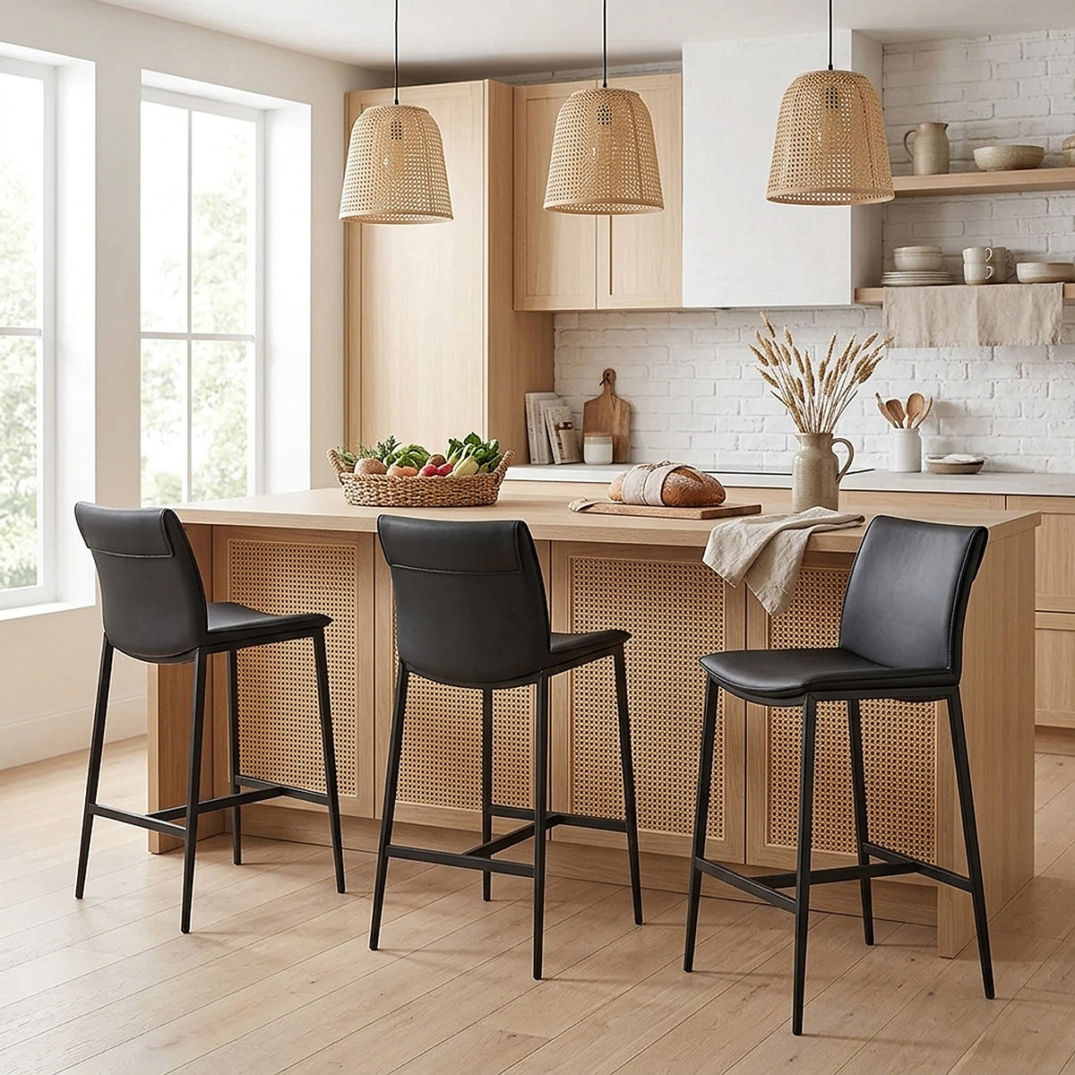 Addison Real Leather Stool Black