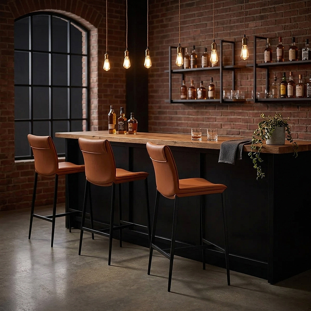 Addison Real Leather Stool Tan