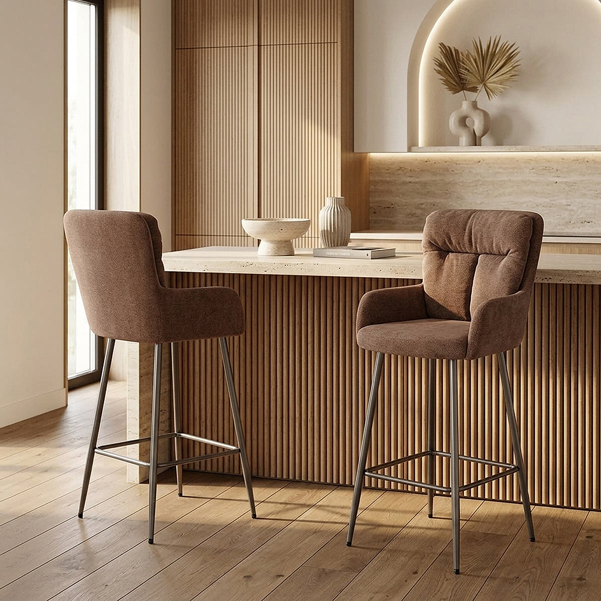 Albany Bar Stool Rust Fabric