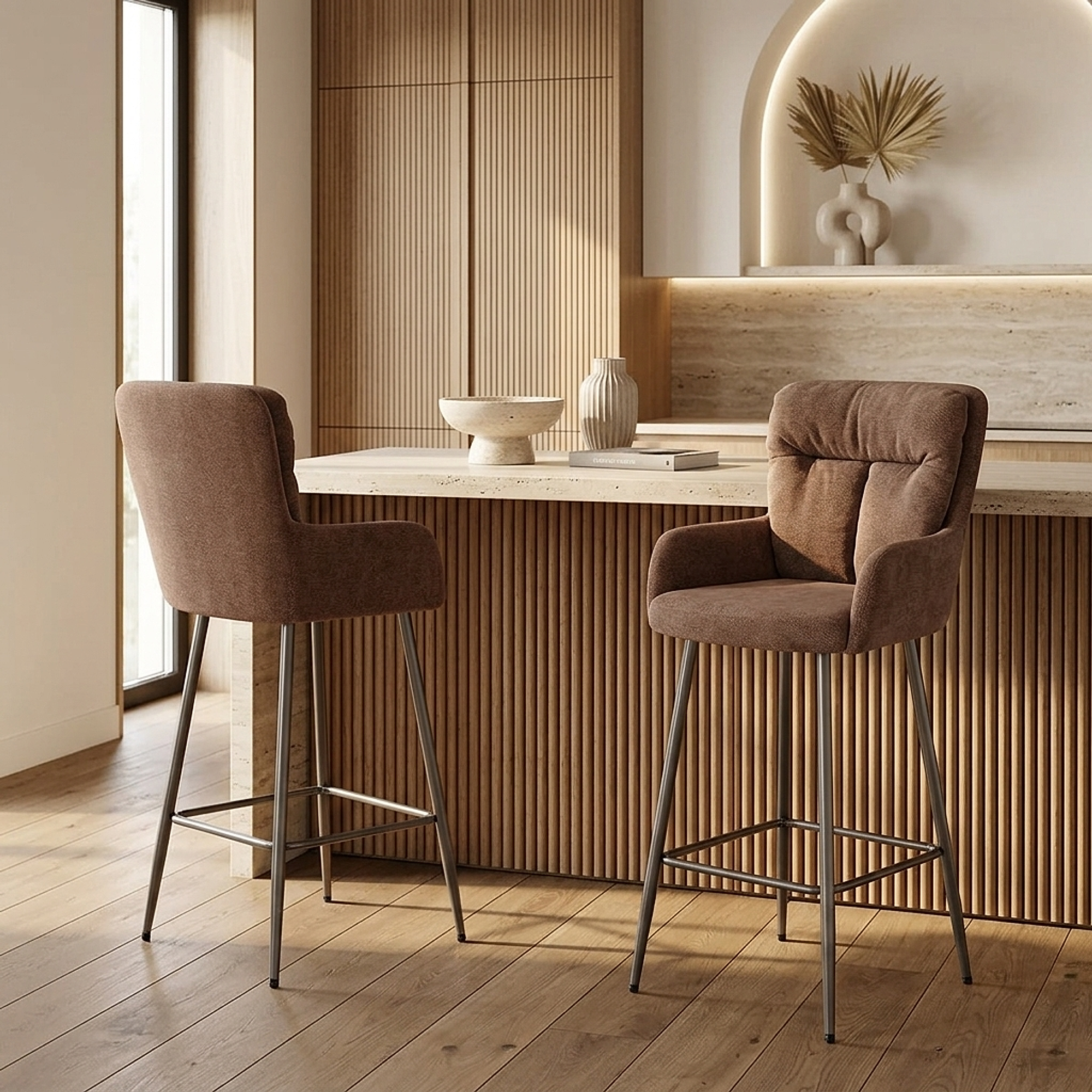 Albany Bar Stool Rust Fabric