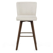 Aldo Dark Oak Bar Stool Ivory Fabric