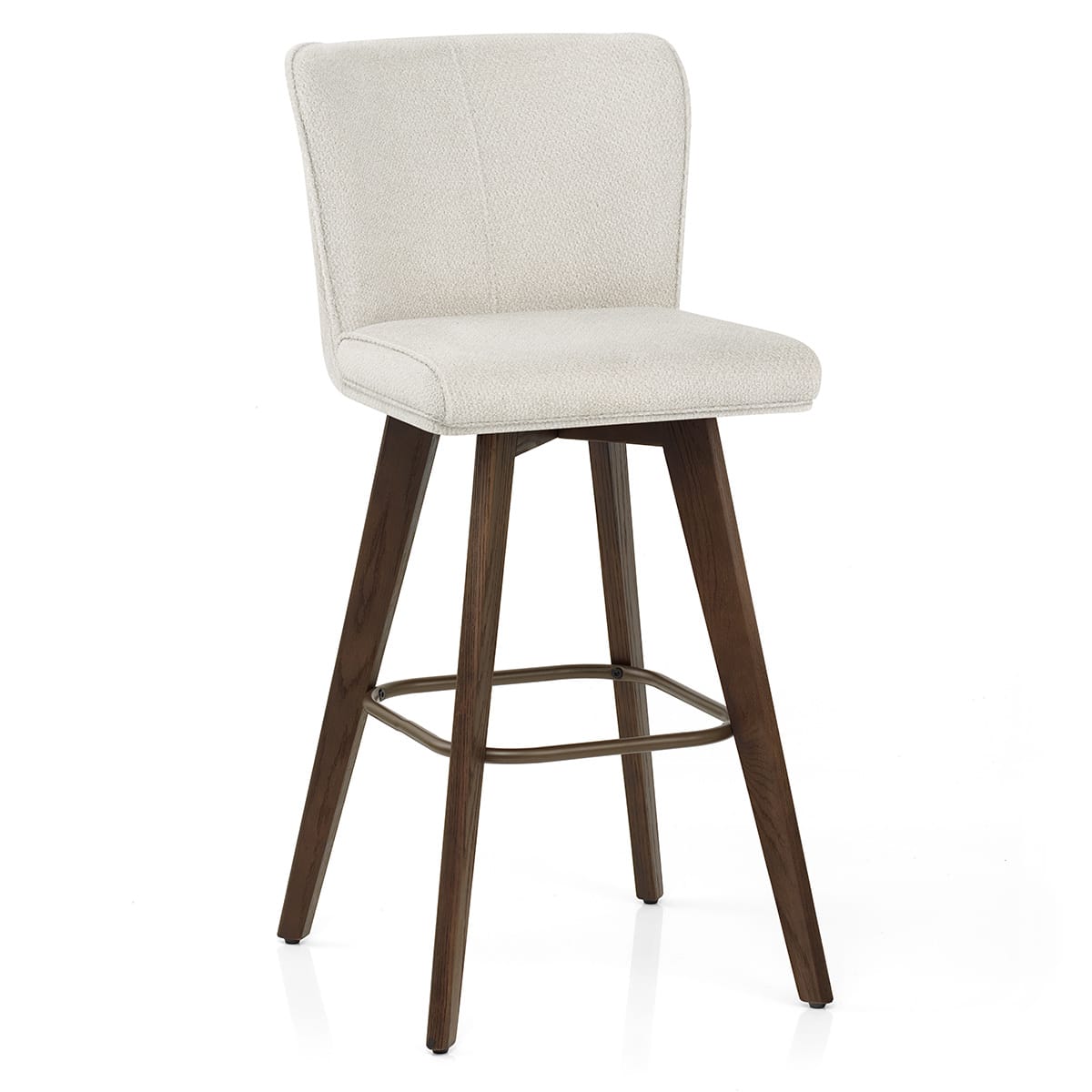 Aldo Dark Oak Bar Stool Ivory Fabric