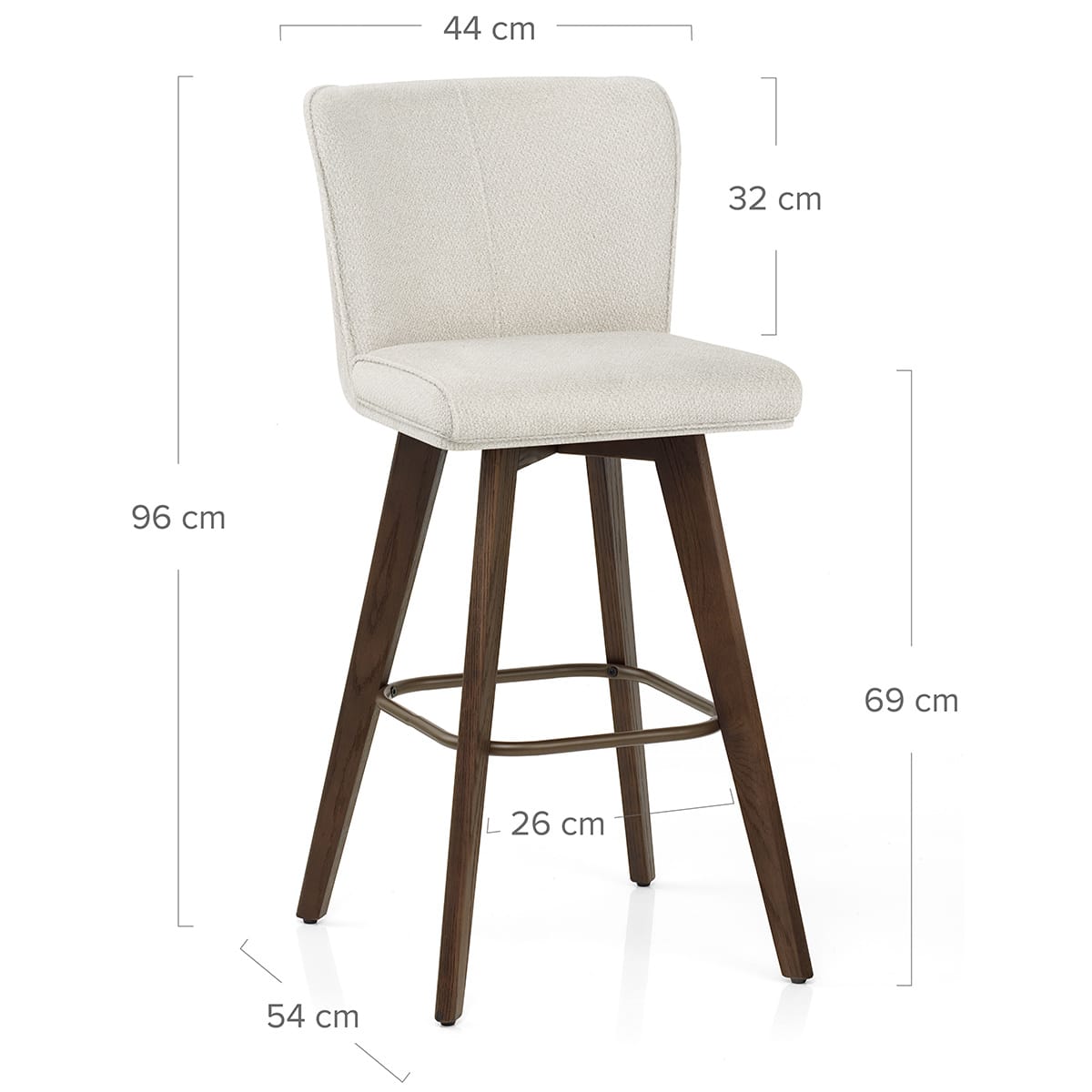 Aldo Dark Oak Bar Stool Ivory Fabric