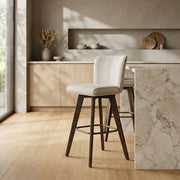 Aldo Dark Oak Bar Stool Ivory Fabric