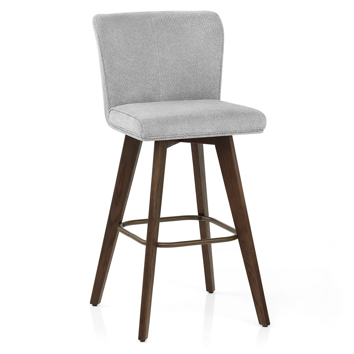 Aldo Dark Oak Bar Stool Light Grey Fabric
