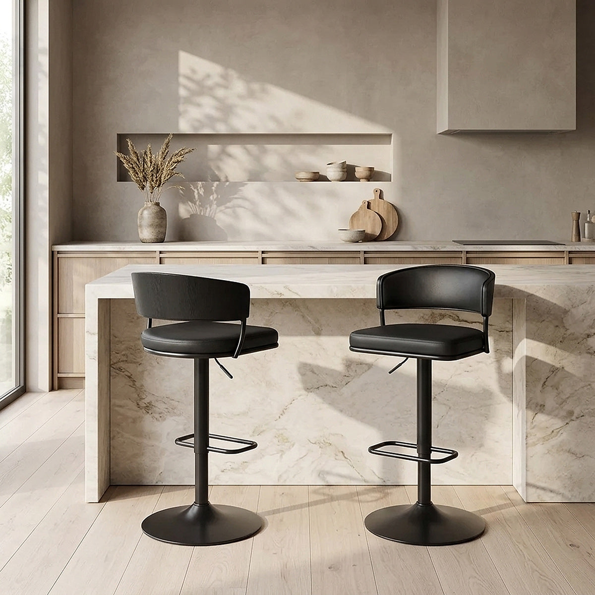 Alexa Real Leather Stool Black