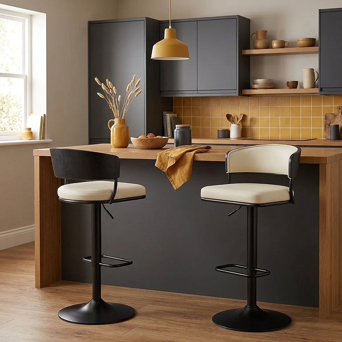 Alexa Real Leather Stool Cream