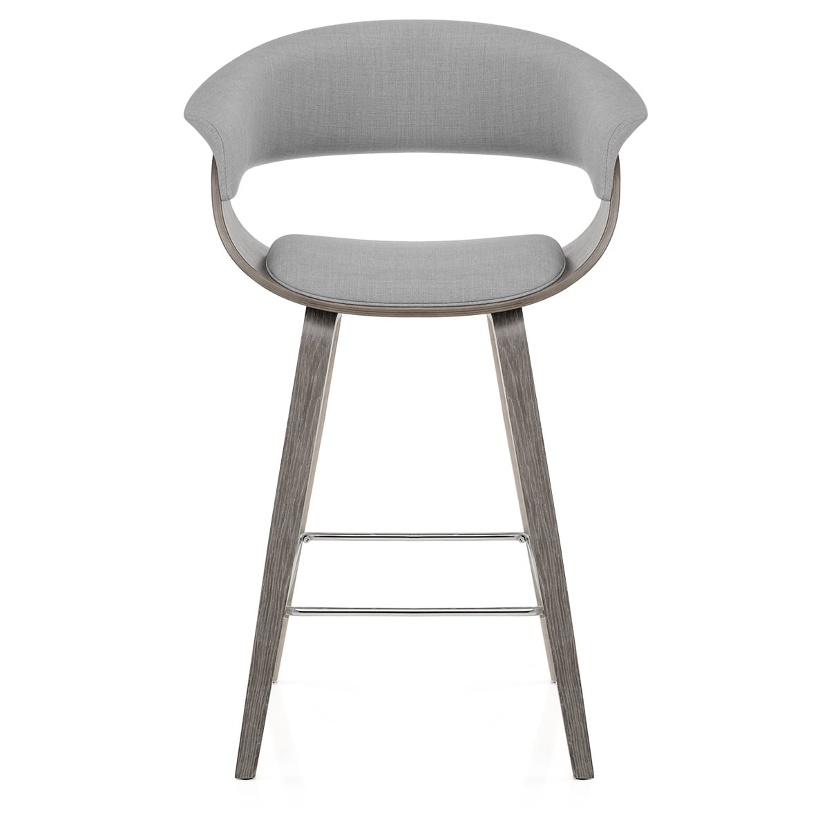 Alexis Wooden Stool Grey Fabric