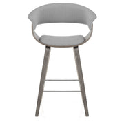 Alexis Wooden Stool Grey Fabric