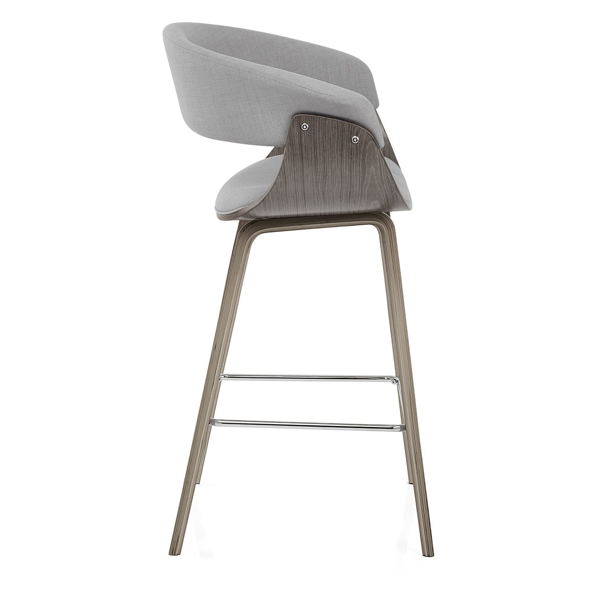 Alexis Wooden Stool Grey Fabric
