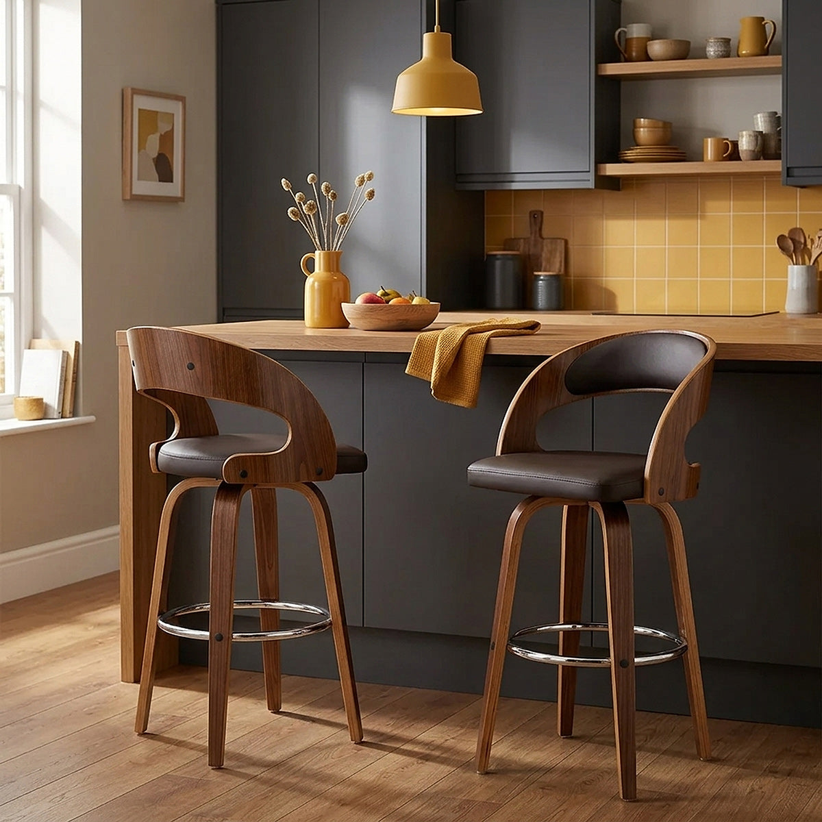 Alicia Walnut Bar Stool Brown