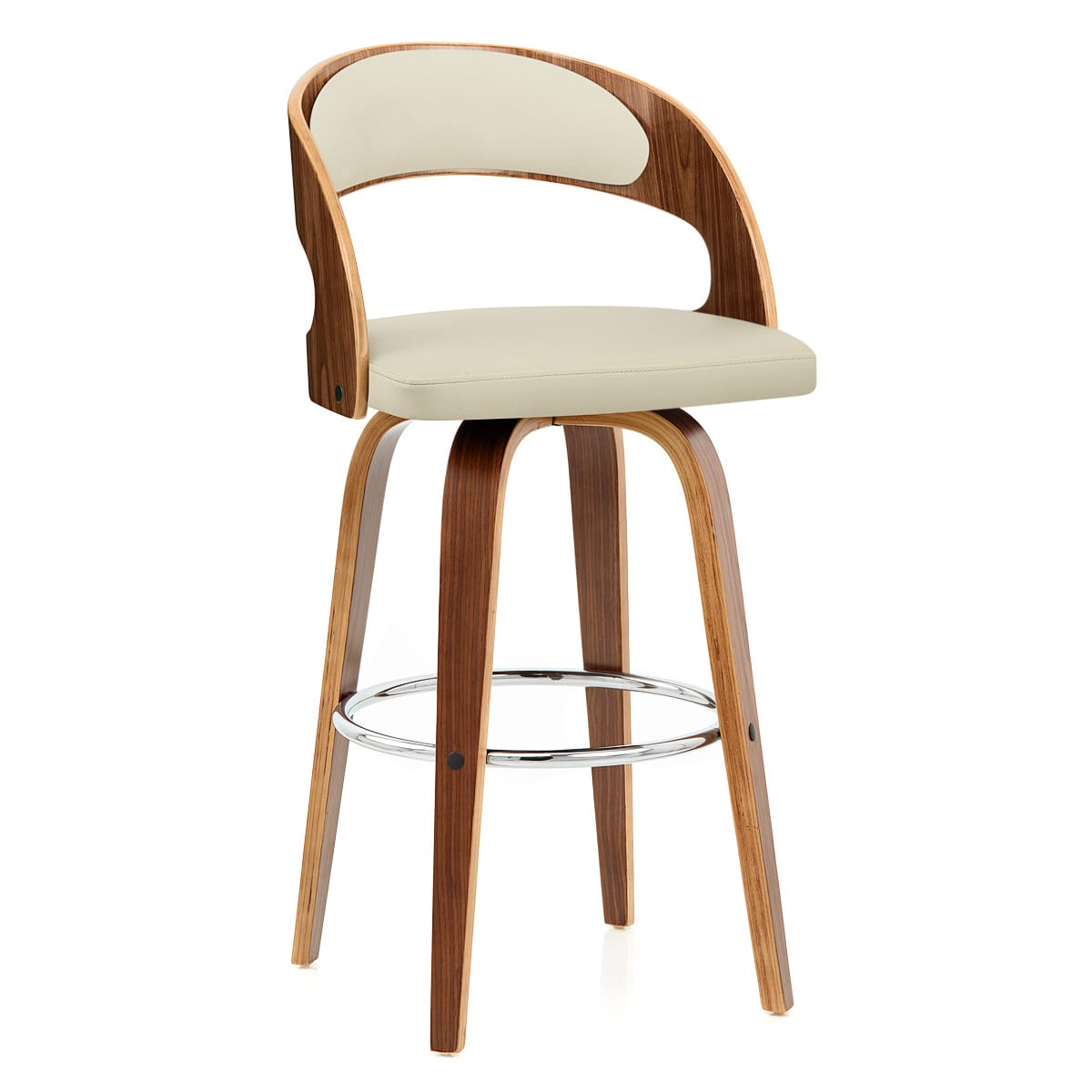 Alicia Walnut Bar Stool Cream
