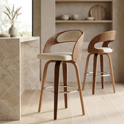 Alicia Walnut Bar Stool White