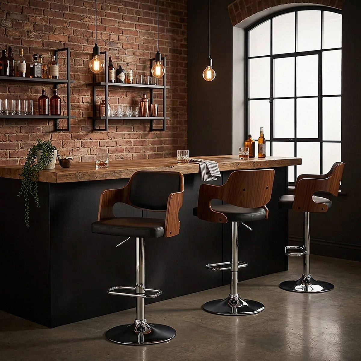 Amazon Walnut Bar Stool Black