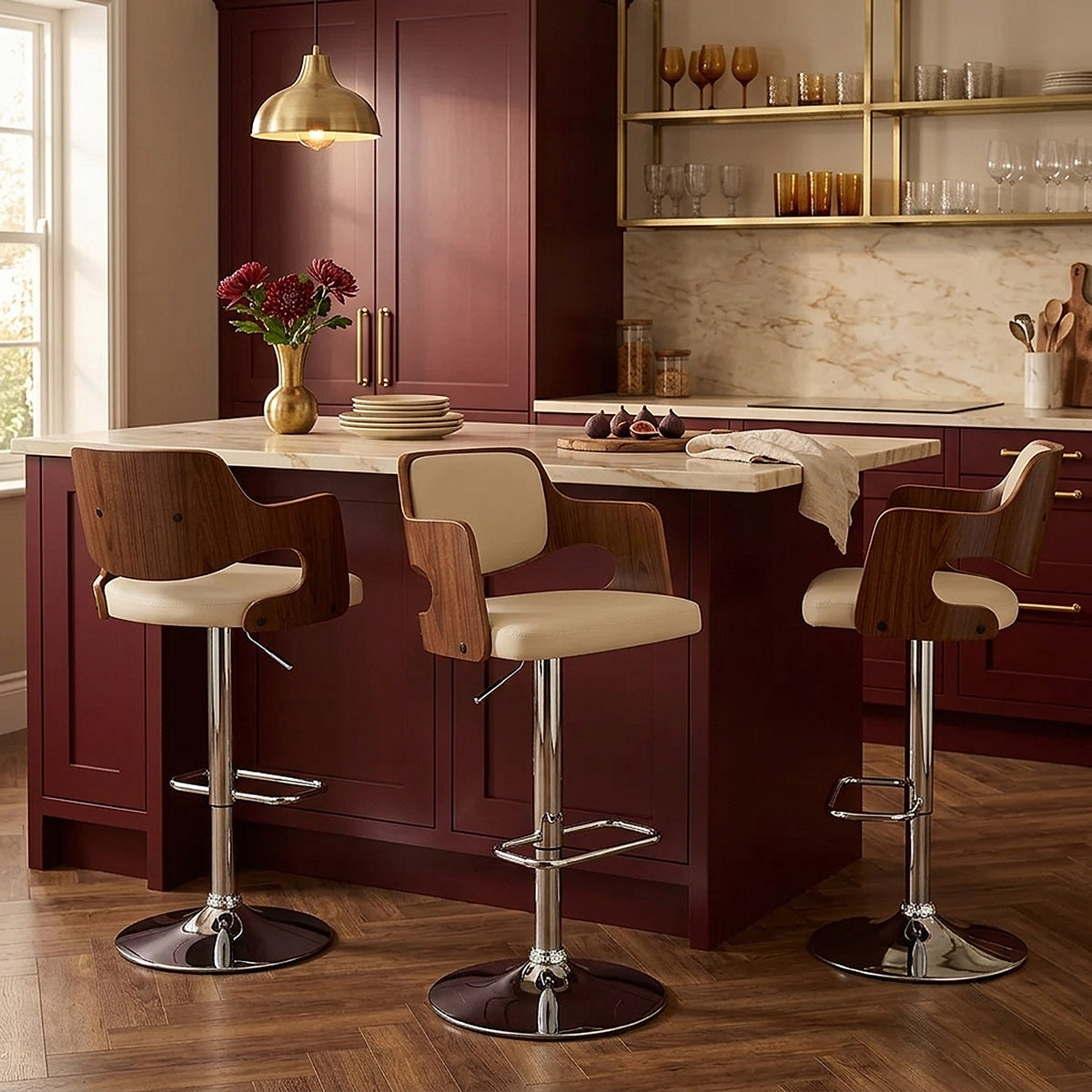 Amazon Walnut Bar Stool Cream