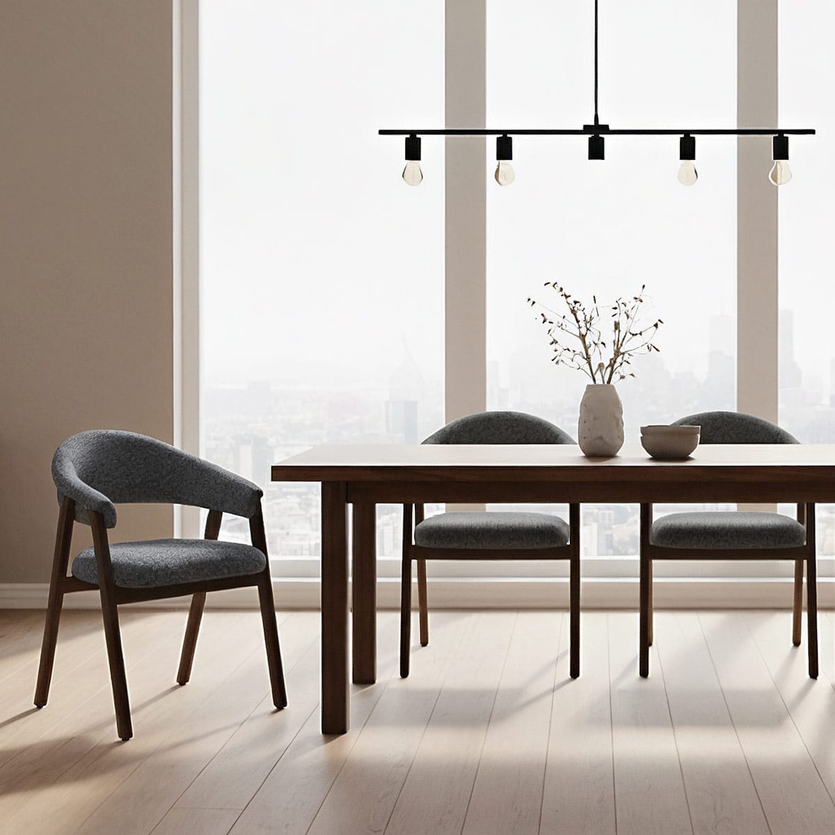 Amber Dark Oak Chair Charcoal Fabric