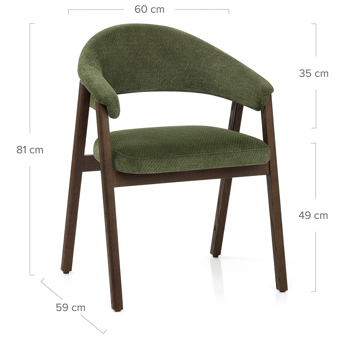 Amber Dark Oak Chair Green Fabric