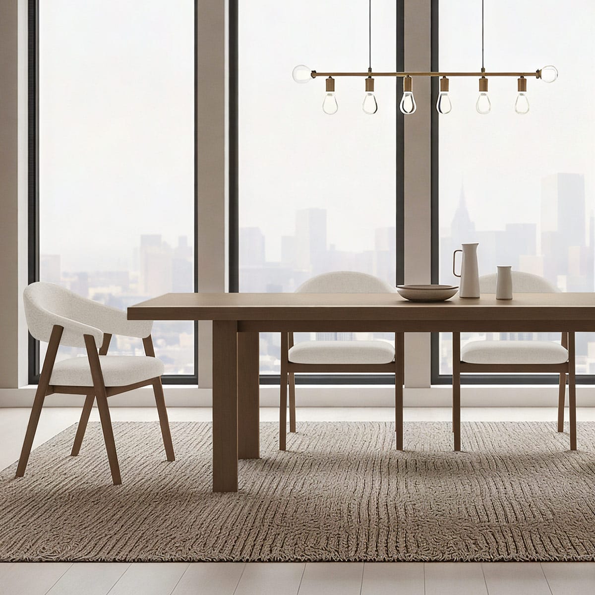 Amber Light Oak Chair Ivory Fabric