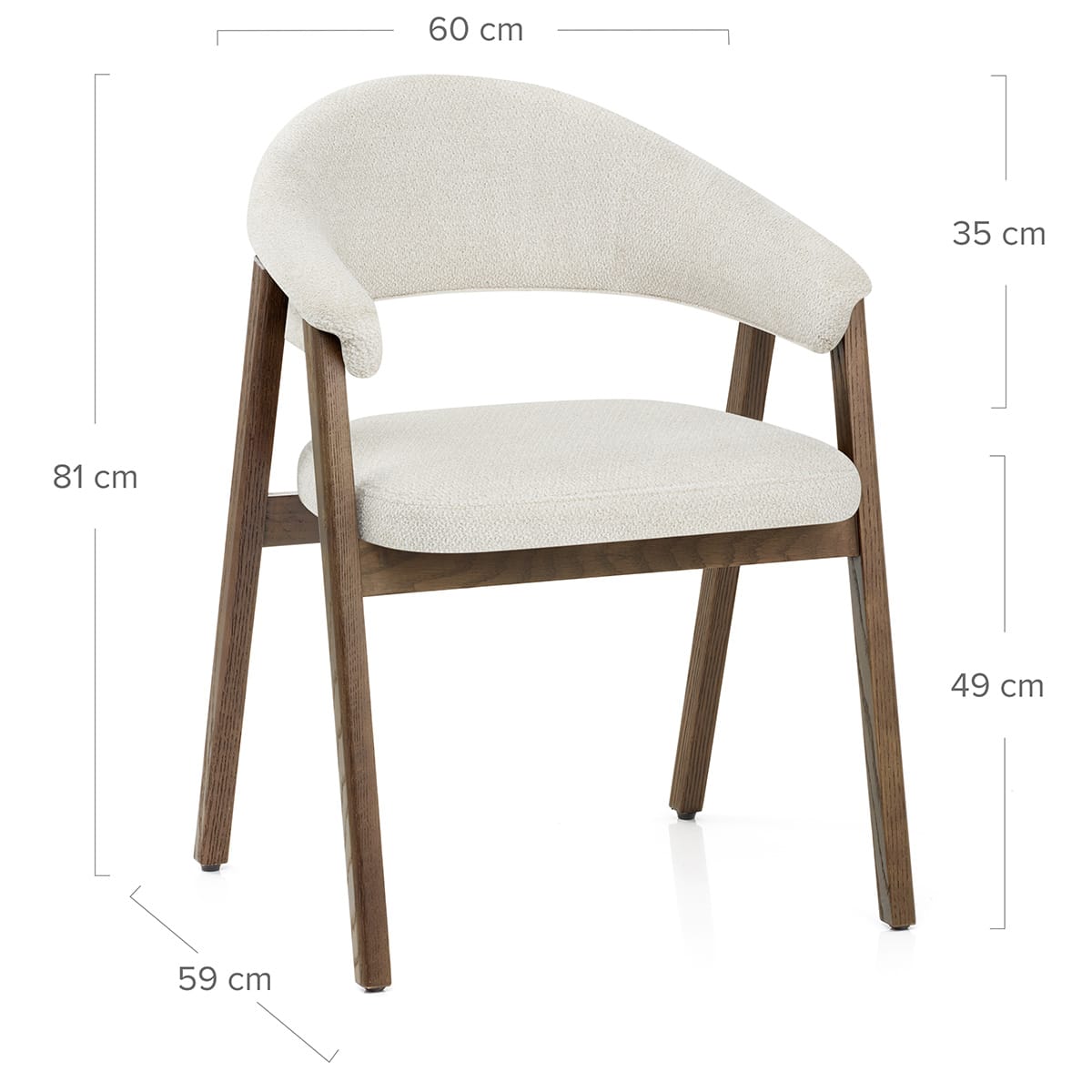 Amber Light Oak Chair Ivory Fabric