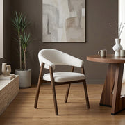 Amber Light Oak Chair Ivory Fabric