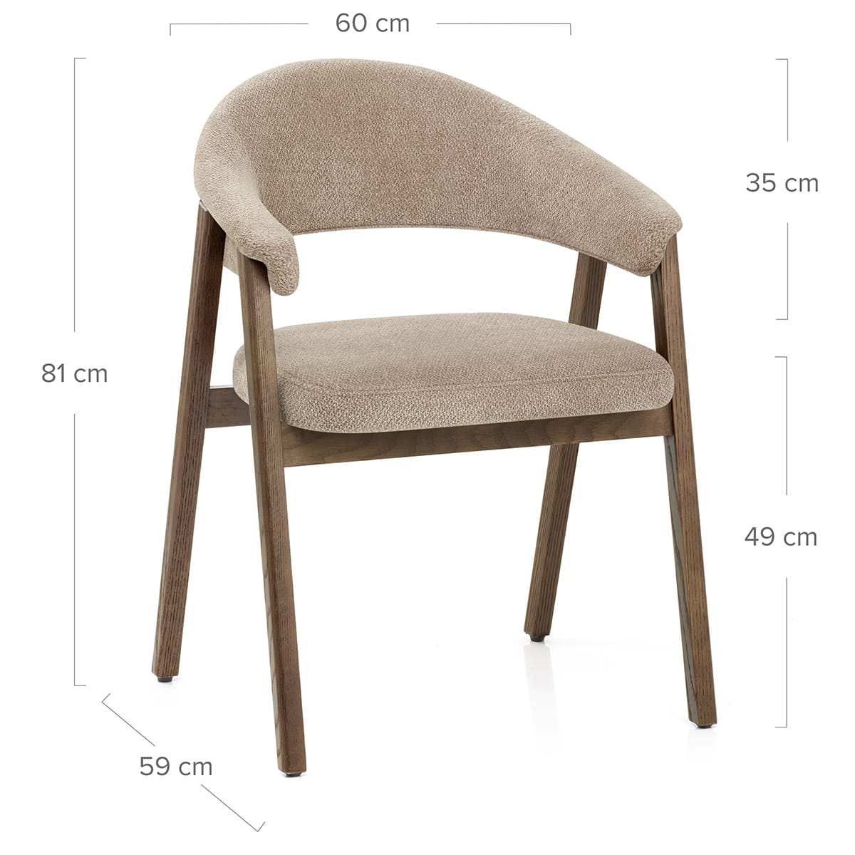 Amber Light Oak Chair Tweed Fabric