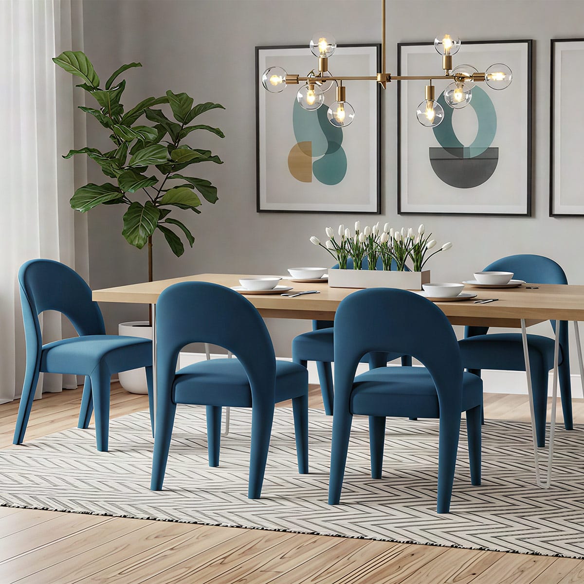 Amore Chair Blue Velvet