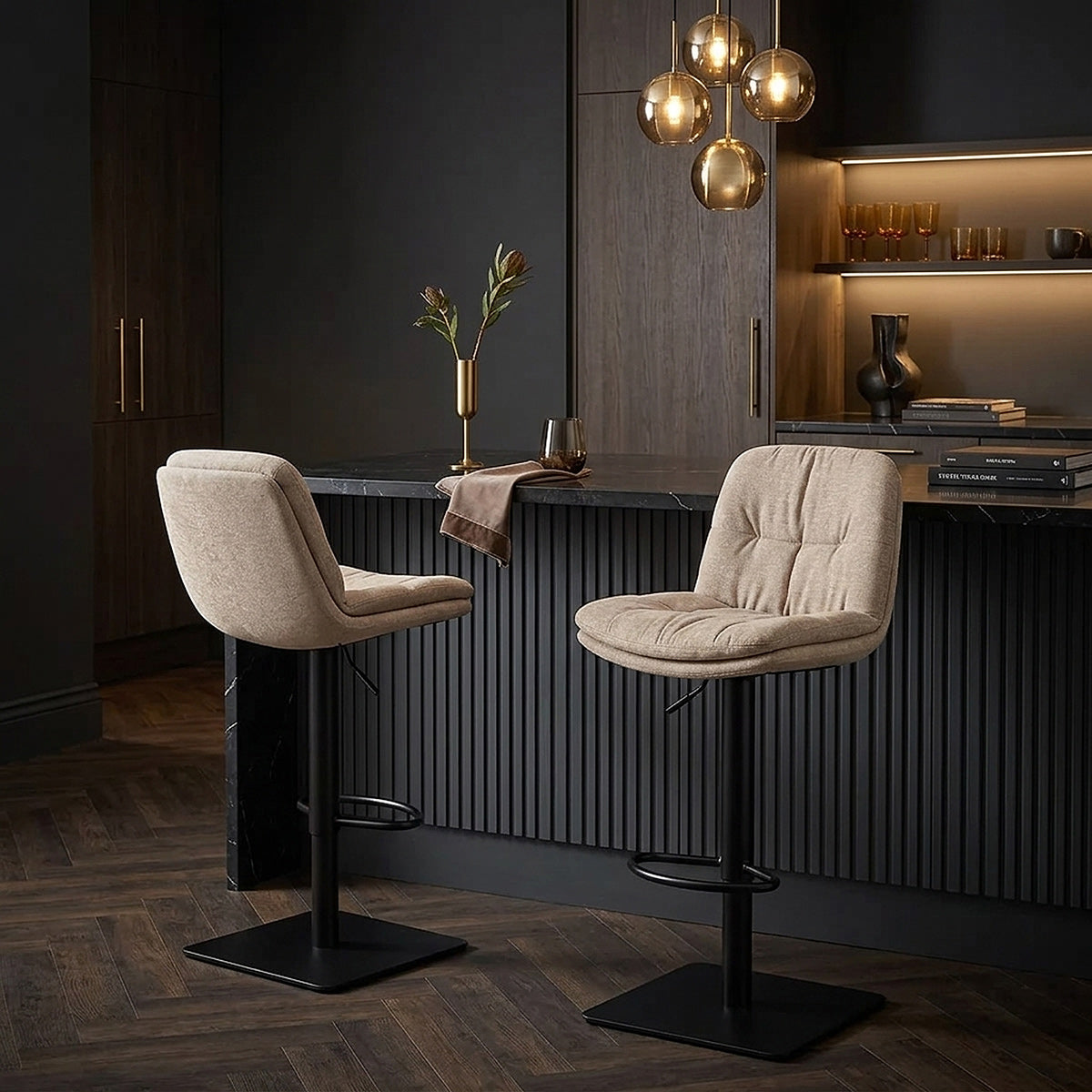 Angelo Bar Stool Beige Fabric