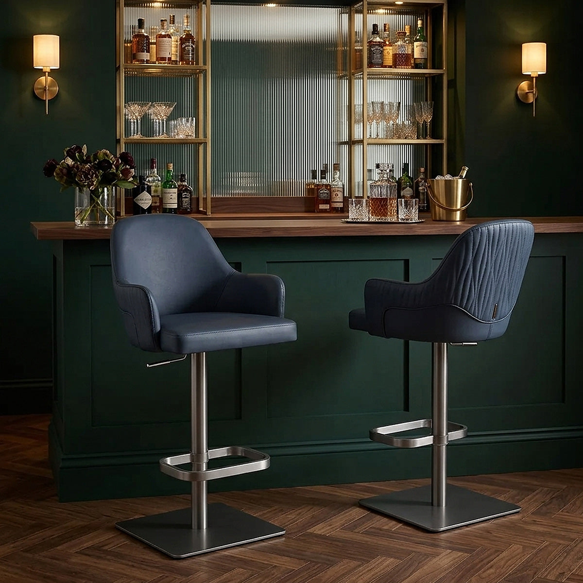 Antonia Graphite Stool Navy Blue