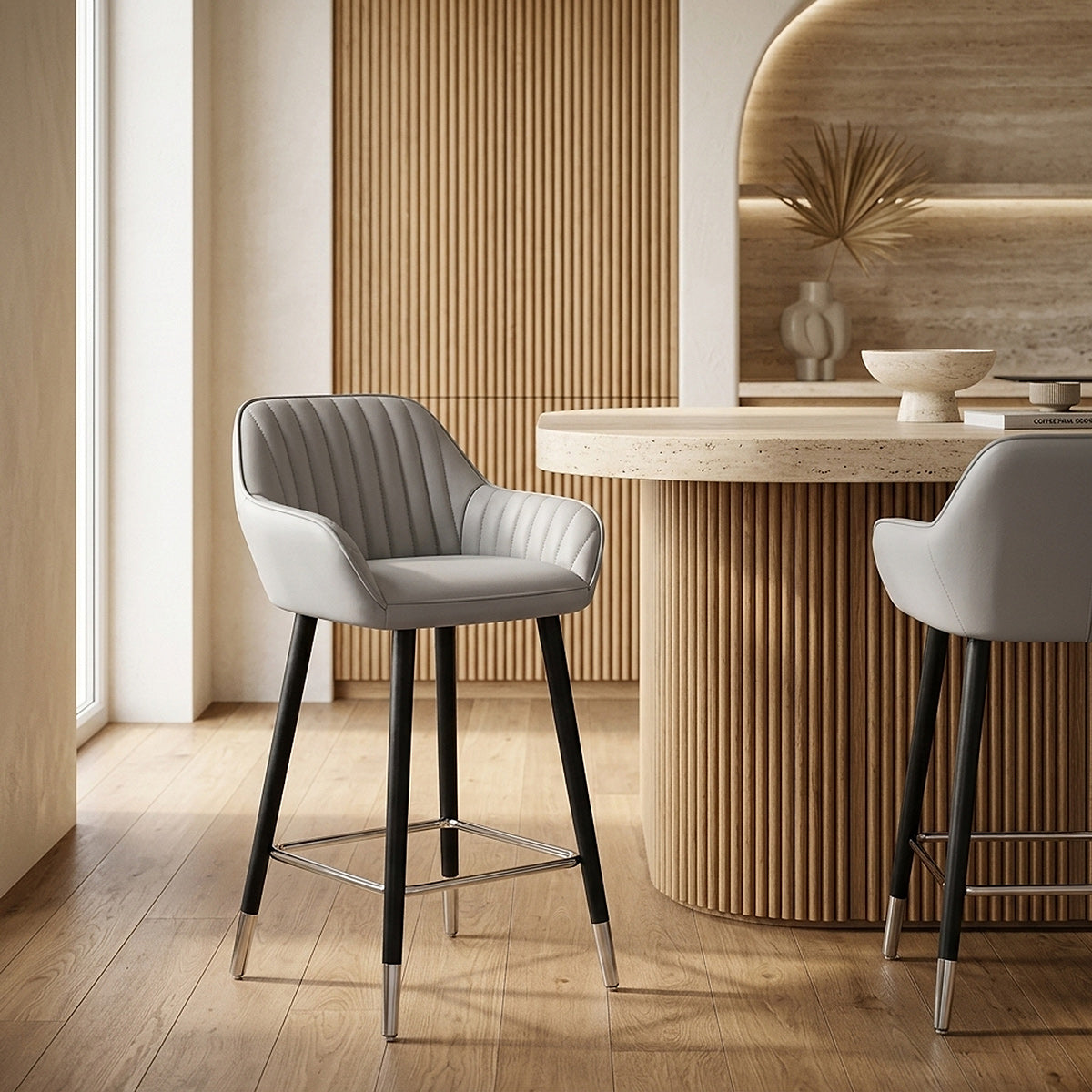 Apres Grande Stool Real Leather Grey