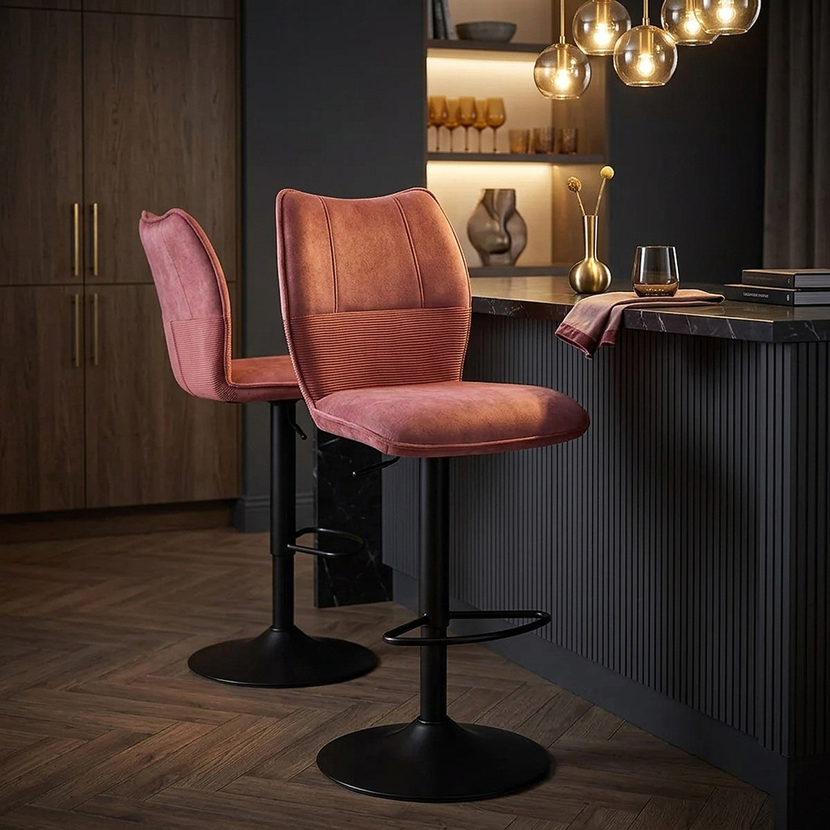 Art Bar Stool Pink Velvet