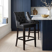 Ascot Bar Stool Black Leather